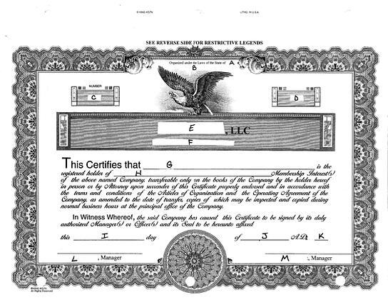 LLC Certificate Example