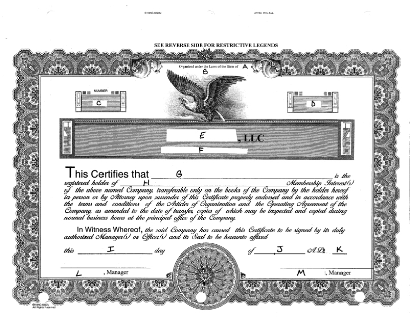 LLC Certificate Example